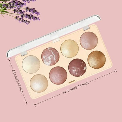 All-in-One Baked Makeup Palette,High-Pigment Eyeshadow, Blush, Bronzer & Highlighter. Buildable, Long-Lasting Formula with Rose Gold & Golden Shimmer. Travel-Friendly full face makeup palette.