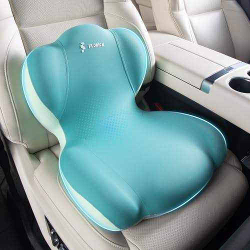 FLORICH Memory Foam Truck Seat Cushion,Car Seat Cushion and Lumbar Support Pillow for Office Chair, Ergonomic Back Support & Sciatica Relief for Long Drives(Green) - color: Green