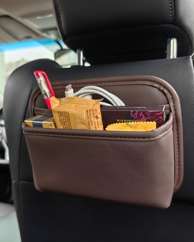 Driver's Car Storage Bag, Small Car Side Pocket Organizer for Car Seats, Doors and Consoles, PU Leather (Brown) - color: Brown