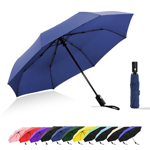 Travel Umbrella UV Sun Protection - Compact Mini Travel Size Automatic Windproof for Backpack or Purse, Lightweight Outdoor Parasol - color: Blue