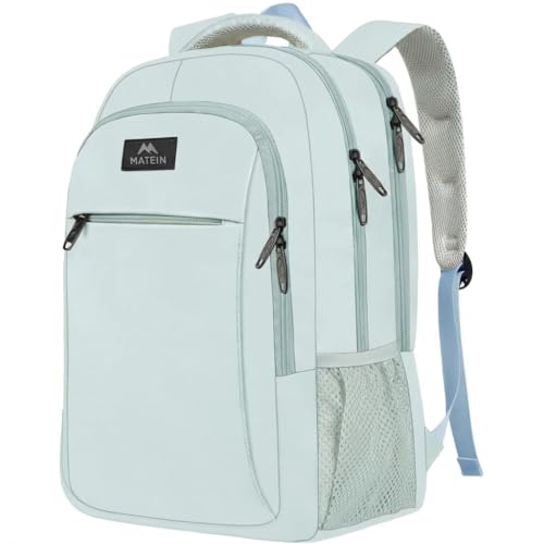 MATEIN Travel Laptop Backpack, Lightweight Anti Theft School Bookbag for Girls Boys and Students, Water Resistant 15.6 Inch Computer Bag Sturdy College Daypack Gift for Women - color: Light Blue, size: 15.6 Inch