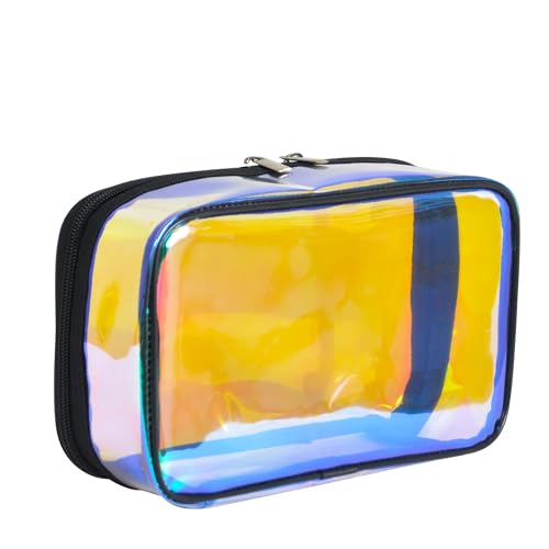 Iridescent TPU Travel Cosmetic Makeup Bag Holographic Clear Makeup Kit Organizer Pouch Waterproof Toiletry Organizer Case - color: Iridescent