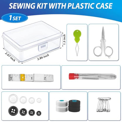 12 Pack Mini Travel Sewing Kits Bulk Small Emergency Sewing Kits Outdoor Survival Military Sewing Kits with Case for Wedding Operation Christmas Shoebox Stocking Stuffer Gift