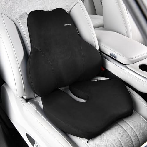 Coverado Memory Foam Car Seat Cushion and Lumbar Support Pillow for Car, Ergonomic Office Chair Cushion for Lower Back Pain Relief, Breathable & Non-Slip for Car, Home, and Office Use, Black - color: Black, size: 2 Pieces