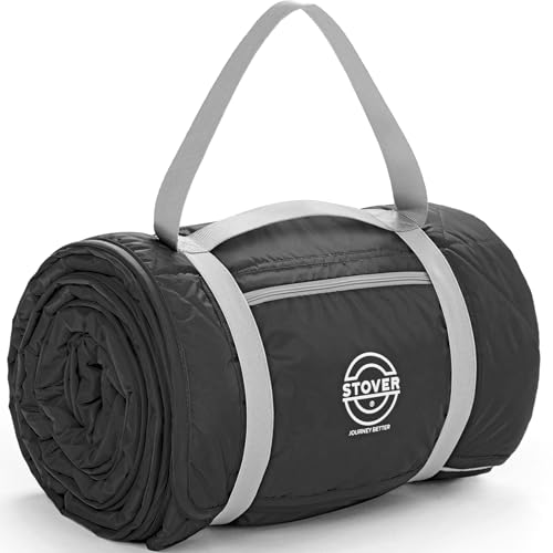 STOVER Large Waterproof Outdoor Stadium Blanket- Extra Thick Soft Fleece Camping Blanket for Travel, Picnics, Sports, Dogs- 79"x55", Warm, Windproof, Sand-Proof, Lightweight, Packable (Stadium Black) - color: 01 - Stadium Black