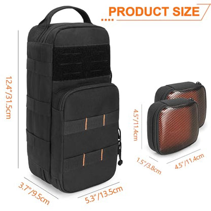 Rexmica Heavy Duty Small Tool Bag Storage with 2 Zipper Pouches, Multi-functional Tactical Molle Tool Organizer Case with Locking Carabiner for Camping, Road Trip, Electricians, EDC, Multimeter Case