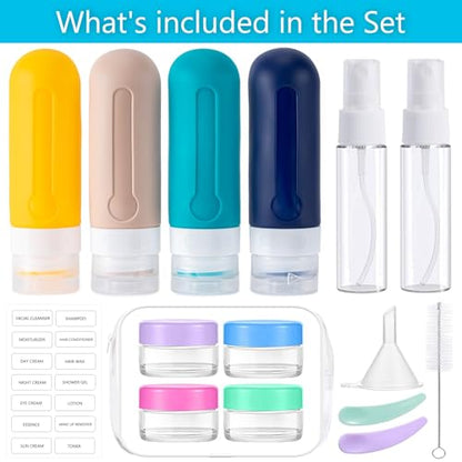 MODENGKONGJIAN 16 Pack Travel Bottles for Toiletries,TSA Approved Silicone Squeezable Travel Shampoo Bottles, 3oz Leak Proof Refillable Toiletry Cosmetic Containers (16PCS/Blue) - color: 16PCS/Blue