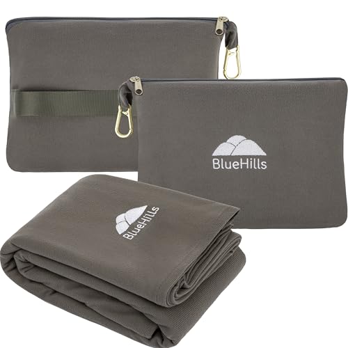 BlueHills Travel Blanket Pillow Compact Lightweight Pocket Size Airplane Traveling Essential Flight Trip Throw in Bag Portable Case Plane Accessory Gray L01 - color: L01-gray