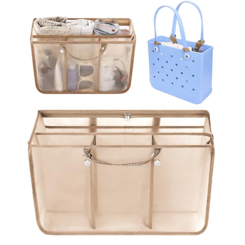 OUTXE Beach Bag Organizer Compatible with Baby Bogg Bag Accessories Inserts, Lightweight Mesh Insert Divider Pouch for Small Bogg Bags, Beach Tote Bags Insert for Organizing - color: #9-Khaki, size: Medium