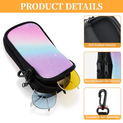 WOZEAH Double Eyeglass Case with 2 Compartments, Travel Eyewear Organizer for Two Pairs of Glasses - color: Gradient
