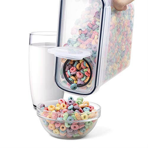 FOOYOO Cereal Containers Storage Set - 6 Piece Airtight Large Dry Cereal Storage Containers(4 * 4L+2 * 2.5L), BPA Free Dispenser Plastic Cereal Storage Containers with 16 Labels & Pen - color: 6 Piece