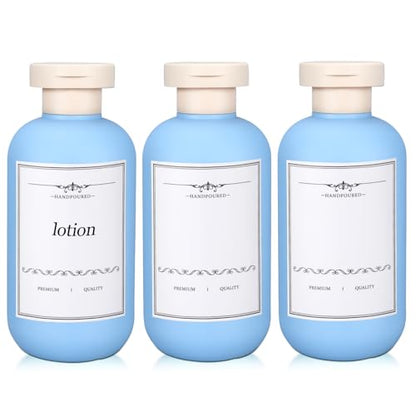 3 PACK Travel Shampoo Bottle, Empty Plastic Squeeze Bottles 6.8oz with Flip Cap, Lotion Container for Toiletries Travel Size Shampoo and Conditioner - color: Light Blue, size: 6.8 oz
