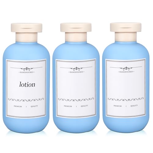 3 PACK Travel Shampoo Bottle, Empty Plastic Squeeze Bottles 6.8oz with Flip Cap, Lotion Container for Toiletries Travel Size Shampoo and Conditioner - color: Light Blue, size: 6.8 oz