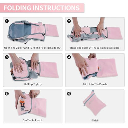 Hiking Backpack 10L/15L Small Daypack Lightweight Packable Travel Foldable Water Resistan for Women Men (Pink, 15L) - color: Pink, size: 15L