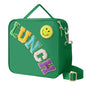 Insulated Lunch Bag With Adjustable Shoulder Strap, Nylon Preppy Lunch Box Large Insulated Lunch Bag Reusable Lunch Tote Bag with Smiley Preppy LunchBag for Girls School Travel Picnic (Dark green) - color: Dark Green