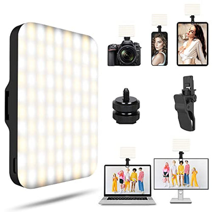 Selfie Light - BANSINE USB-Rechargeable LED Phone Light - Portable Photo Light with 97+ CRI, Up to 6500K Color Temperature for Selfie, Zoom Conference, Video, Makeup and Live Stream - color: Black