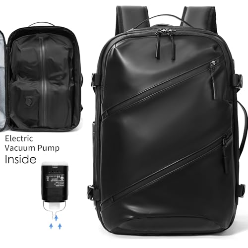 Vacuum laptop bag Compression Backpack Expandable, TSA-Approved Carry-On Water-Resistant Design for Travel with air pump (Pump included, Large) - color: Pump included