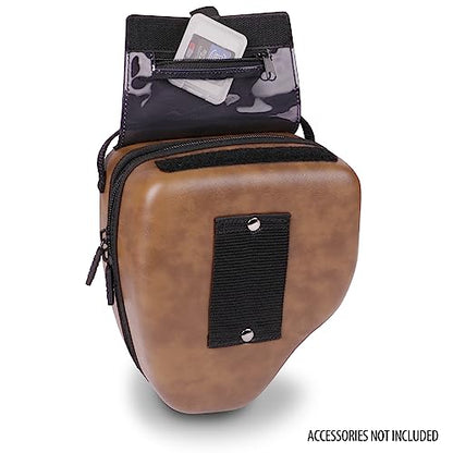 USA Gear Hard Shell Camera Case for DSLR & Mirrorless Cameras, Compatible with Canon, Nikon, Sony & Fujifilm - Fits EOS R100, Rebel T7 / 2000D, Nikon Z30, Sony A7III / A7 IV, Fujifilm X-T5 / X-T50 - color: Brown Vegan Leather