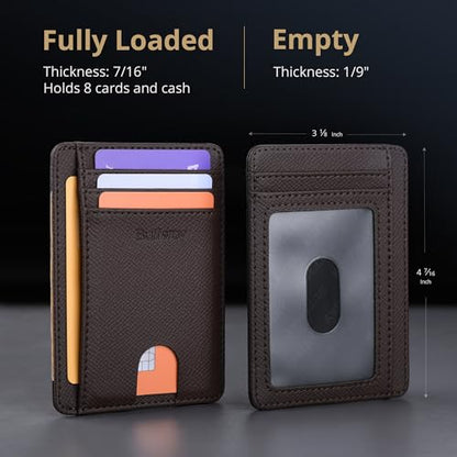 Buffway Slim Minimalist Front Pocket RFID Blocking Leather Wallets for Men and Women - Galaxy Coffee - color: Galaxy Coffee