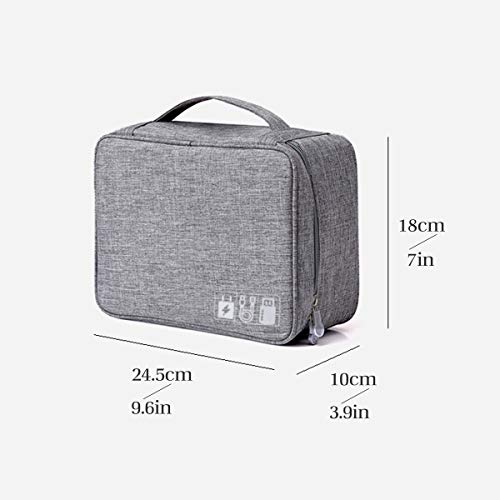 OrgaWise Electronics Organizer, Electronic Accessories Bag Travel Cable Organizer Three-Layer for iPad Mini, Kindle, Hard Drives, Cables, Chargers - color: Two layer-Grey