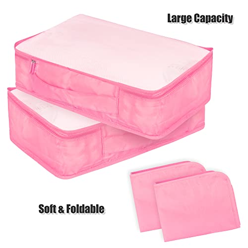 Packing Cubes Set, 2 Pcs Packing Organizers Set for Suitcases (Pink) - color: Pink