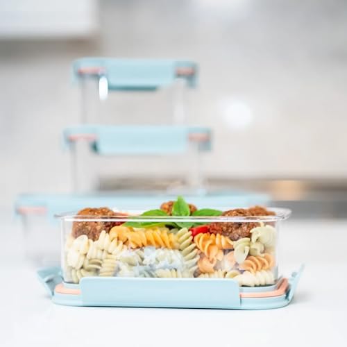 LocknLock Tritan Plastic Bisfree Modular Plus Food Storage Container Set, 4 set (2 containers & 2 Lids)- Mint - color: Mint, size: 4 set (2 containers & 2 Lids), 2100 ml