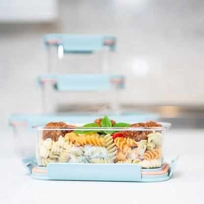 LocknLock Tritan Plastic Bisfree Modular Plus Food Storage Container Set, 4 set (2 containers & 2 Lids)- Mint - color: Mint, size: 4 set (2 containers & 2 Lids), 2100 ml