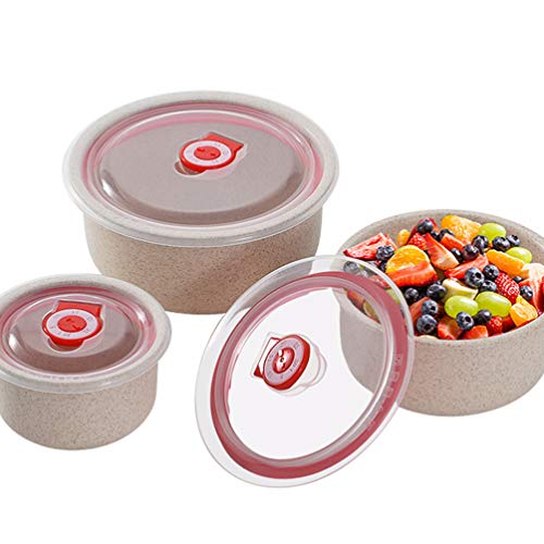 YARNOW Wheat Straw Food Storage Container Set 3-Piece Lightweight Microwave Safe Lunch Bowls with Lids 6.29 Inch Fresh Food Storage Bowls for Kitchen Meal Prep Outdoor Picnic