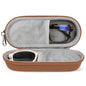 Double Eyeglasses Case, Dual Glasses Sunglasses Organizer with Zipper Closure, Eyewear Storage Box for Men Women Travel - color: Brown