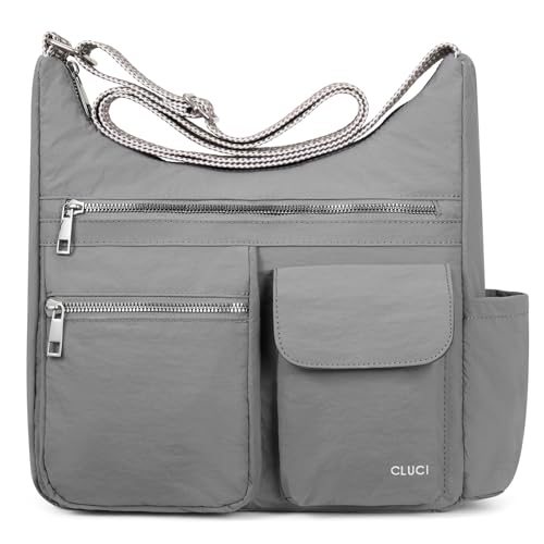 CLUCI Purses for Women, Anti Theft Crossbody Bags for Woman Travel, Water-Resistant Nylon Shoulder Handbags-Multiple Pockets - color: A3-grey