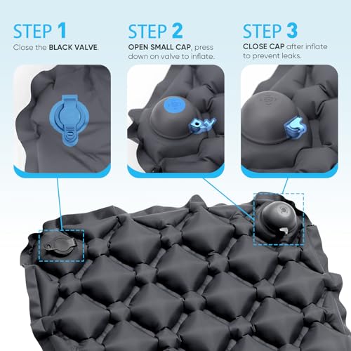 Sekey Inflatable Seat Cushion with Press Valve -2in Thick Airplane Seat Cushion, Ultra Portable & Lightweight, for Long Flights, Stadium, Camping, Office, Car Travel-Deep Gray