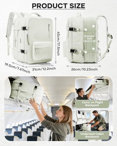 WONHOX Vacuum Seal Backpack for Travel with Air Pump Compression Vacpack Personal Item Carry on Flight Approved Daypack Laptop Space Saver Bags Storage with Vacuum System Travel Bag Women Men Beige - color: A21-beige