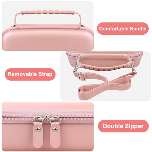 Canboc Carrying Case for Ceptics Universal Travel Adapter Kit, World Travel Adapter Kit Box with Removable Shoulder Strap, Zipper Mesh Bag fit USB Cable, Rose Gold (Case Only) - color: Rose Gold+Rose Gold