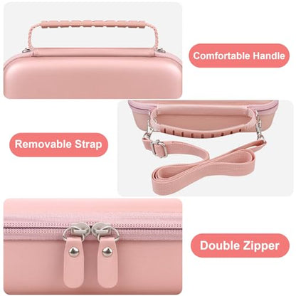 Canboc Carrying Case for Ceptics Universal Travel Adapter Kit, World Travel Adapter Kit Box with Removable Shoulder Strap, Zipper Mesh Bag fit USB Cable, Rose Gold (Case Only) - color: Rose Gold+Rose Gold