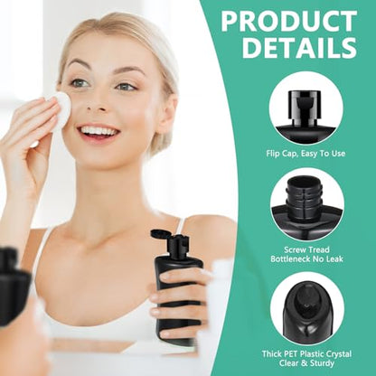 Domensi 36 Pcs Black Travel Bottles with Flip Cap Plastic Travel Toiletries Bottles Portable Leak Proof Squeeze Container Refillable Empty Cosmetic Container for Liquid Shampoo Lotions (3.4 oz,Black) - size: 3.4 oz