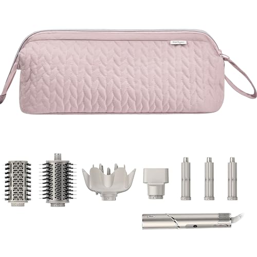 KarSyon Shark Flex Style Case for Dyson Airwrap Hair Dryer Brush Revlon Hair Tools Travel Bag Carrying Case Flat Curling Iron Organizer (Pink) - color: Pink