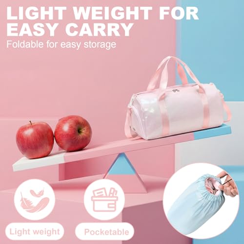 Gym Bag Sports Duffle Bag with Wet Pocket Weekender Overnight Bags with Waterproof Shoe Pouch and Air Hole for Girls Kids Women Workout Travel Bags (Light Pink) - color: Light Pink