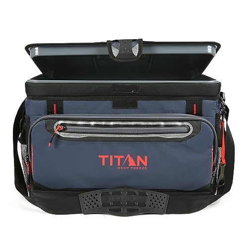Titan by Arctic Zone Deep Freeze Cooler - Zipperless Hardbody Cooler - Deep Freeze Insulation, HardBody Liner, and SmartShelf - color: Navy Blue, size: 48 Can
