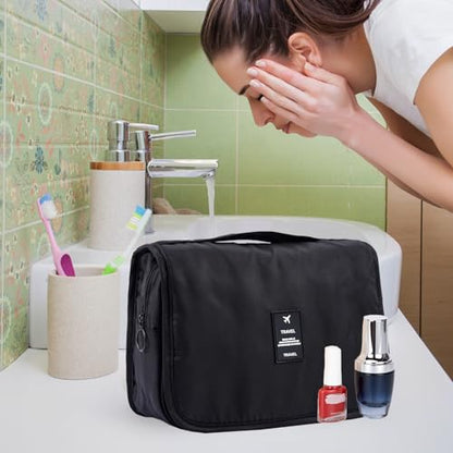 Travel Toiletry Bag for Women, Hanging Toiletry Bag with Multi-Pockets, Toiletry Bag for Traveling Easy Clean, Travel Organizer Black - color: Black