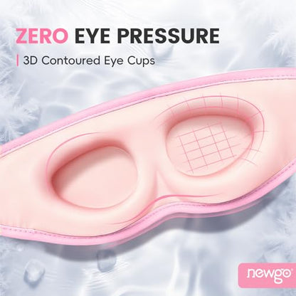 NEWGO Cooling Gel Eye Mask 3D Soft Cold Eye Mask, Eye Ice Pack with Zero Eye Pressure Hot Cold Therapy Blackout Sleep Mask for Puffiness, Dark Circles, Dry Eyes, Headaches and Stress Relief - Pink - color: Pink