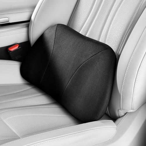 Lumbar Support Pillow,Back Pain Relief Cushion,fits tightly around the waist,Memory Foam,Skin-friendly Suede Fabric,fit Car Drive,Office chair,Rest seat,Improve Posture,Portable,15.5''Lx 8.7''H - color: Black