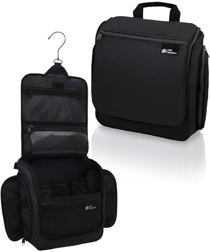 D&D Wanderlust D&D Hanging Travel Toiletry Bag for Men and Women – Cosmetics, Makeup and Toiletries Organizer Kit with 10 Compartments - color: Black Large