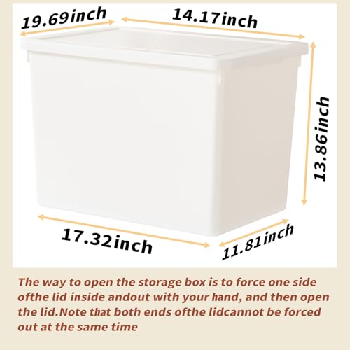 YUNGSHY 4 Pack 58 Quart White Large Stackable Storage Bins With Lids,Bathroom Closet Undersink Organizers and Storage Containers and Durable Nestable Closet, Garage, Totes (white, 58Qt.-4Pack) - size: 58Qt.-4Pack