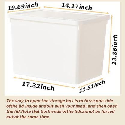 YUNGSHY 4 Pack 58 Quart White Large Stackable Storage Bins With Lids,Bathroom Closet Undersink Organizers and Storage Containers and Durable Nestable Closet, Garage, Totes (white, 58Qt.-4Pack) - size: 58Qt.-4Pack