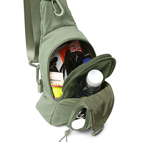 ODODOS Sling Bag with Adjustable Straps Crossbody Chest Bag Lightweight Backpack for Casual Traveling Hiking - color: Sage Grey