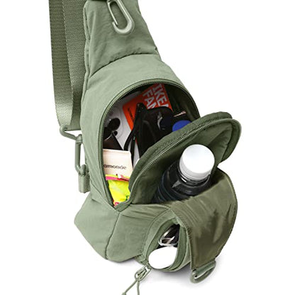 ODODOS Sling Bag with Adjustable Straps Crossbody Chest Bag Lightweight Backpack for Casual Traveling Hiking - color: Sage Grey