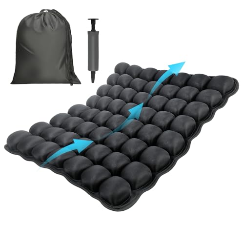 Airplane Seat Cushion for Long Flights, Inflatable & Portable Travel Cushion for Tailbone Pain Relief, Pressure Relief Car Seat Cushion for Office Chair and Wheelchair Use - size: Square