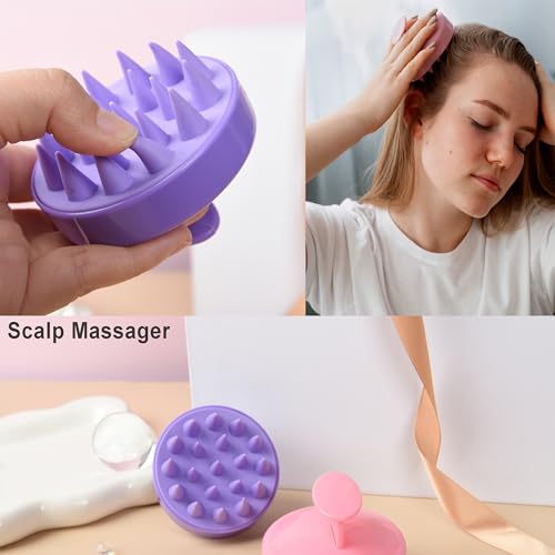 12 Pcs Hair Brush Set with Hair Spray Bottle for Toddlers, Women, Detangling Brush for Wet Dry Curly Hair, Edge Bristles Wide Tooth Rat Tail Combs for Baby Girls (pink) - color: Pink