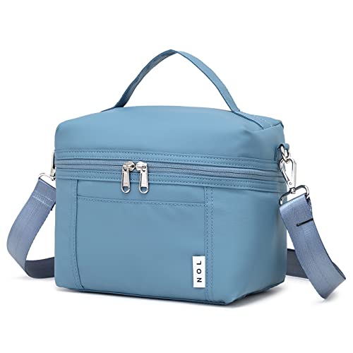 NOL Natural Organic Lifestyle Small Insulated Lunch Bags for Women Cooler Bag Lightweight Nylon Waterproof Lunch Box For Work (Small, Dusty blue) - color: Dusty blue, size: Small (4 Liters)