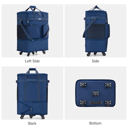 Hanke Expandable Collapsible Luggage with Wheels Suitcase Luggage Rolling Travel Bag Duffel Bag for Men Women Lightweight Suitcase Large Capacity with Spinner Wheel (Blue) - color: Blue Upgrade Version 2